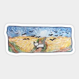 Cat Van Gogh, starry night drawing Sticker